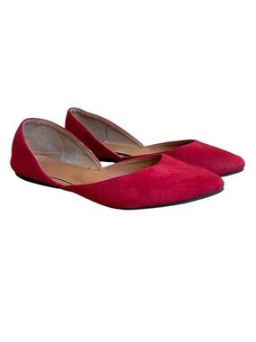 Ollio Faux Suede Women's Shoes Size 8.5 Slip On Pointed Toe Red Flats Coastal